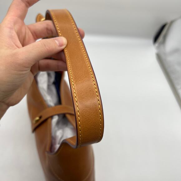 Dooney & Bourke Florentine Leather Crescent Hobo Brown Natural - Picture 12 of 16